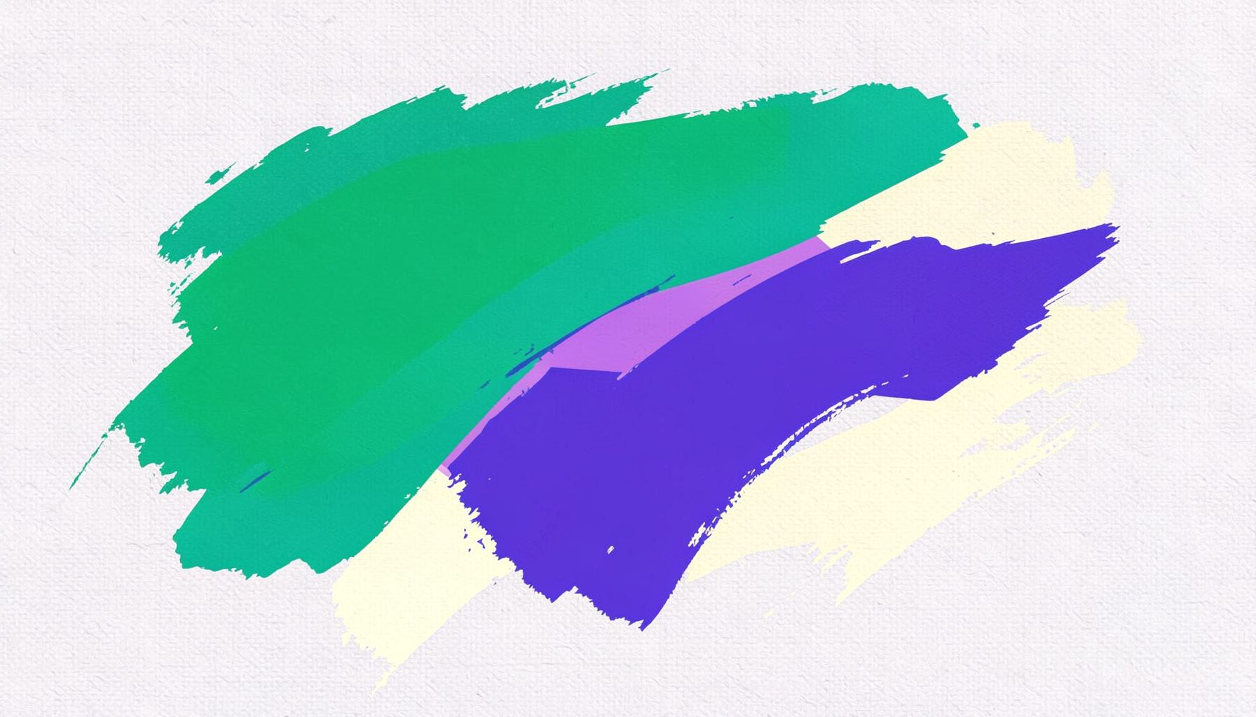Flat vector illustration of expressive brushstrokes in emerald green, cobalt, and pale yellow on a textured canvas surface